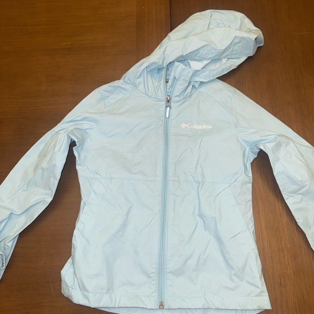 Columbia Light Blue Girls' Hooded Rain Jacket